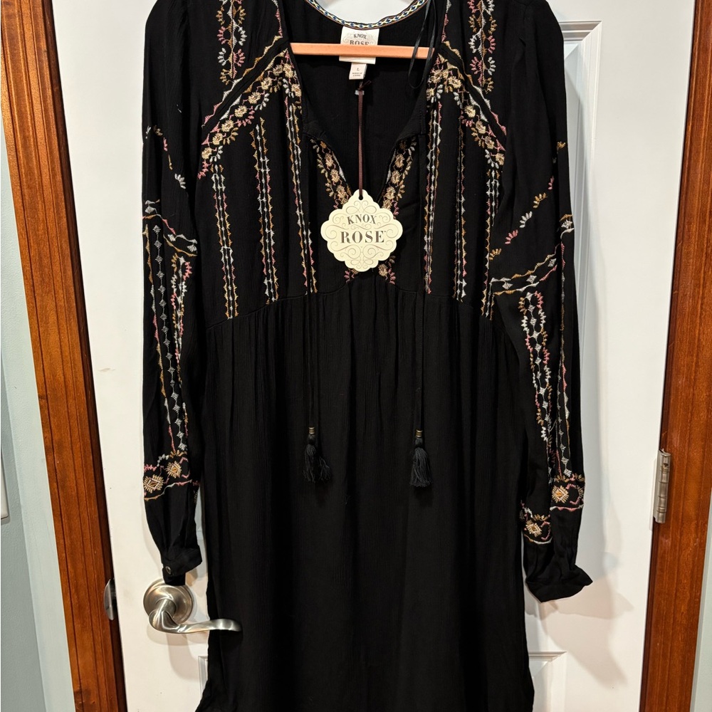 Knox Rose Black Floral Long Sleeve Dress